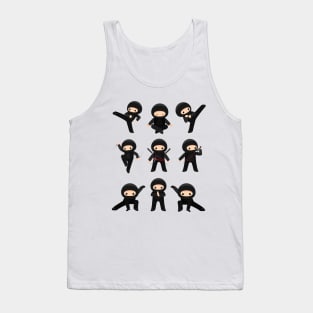 Japanese Ninja Cute Kawaii Different Poses Tank Top